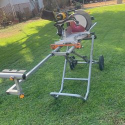 Dewalt Miter WD706 12” Compound Saw With Ridgid Foldable Mobile Miter Saw Stand W/ Mounting Braces 