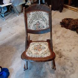 Vintage Folding Embroidered Rocking Chair 