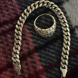 Set Bracelet And Ring Cuban Bracelet 10k Gold Ring 14k Gold 