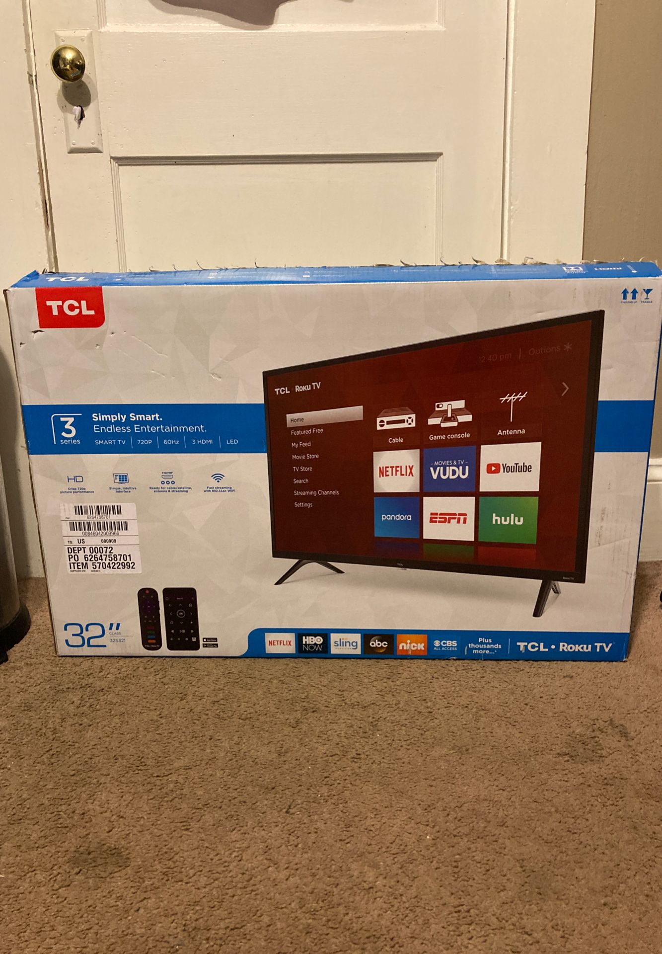 32” TCL Roku TV and Mounting system