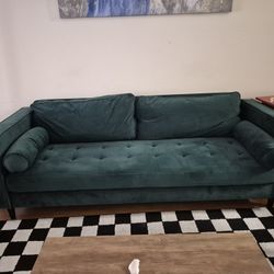 Green Velvet Couch 3-Seater