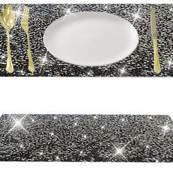 BPlace mats, set of 2, black sparkley bling, heat resistant placemats.