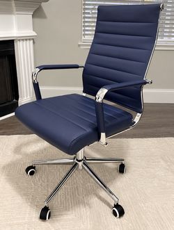 Brand New Executive Office Chair – Navy Blue Faux Leather, 330 lb Capacity