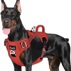 SlowTon No Pull Dog Harness, Heavy Duty No Choke Pet Harness with 2 Leash Clips and Easy Control Vertical Handle, Adjustable Soft Padded Dog Vest for