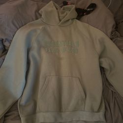 essentials hoodie L teal color