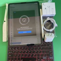 Apple IPad Pro 11” (Face ID / Liquid Retina  / latest iOS 18) 64GB with Keyboard case, stylus pen & Accessories (256GB $469) 