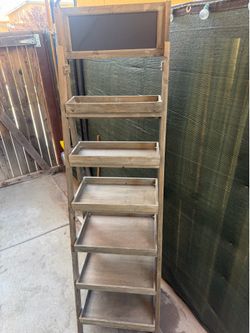 6 Tier Antique Farmhouse Wood Ladder Shelf