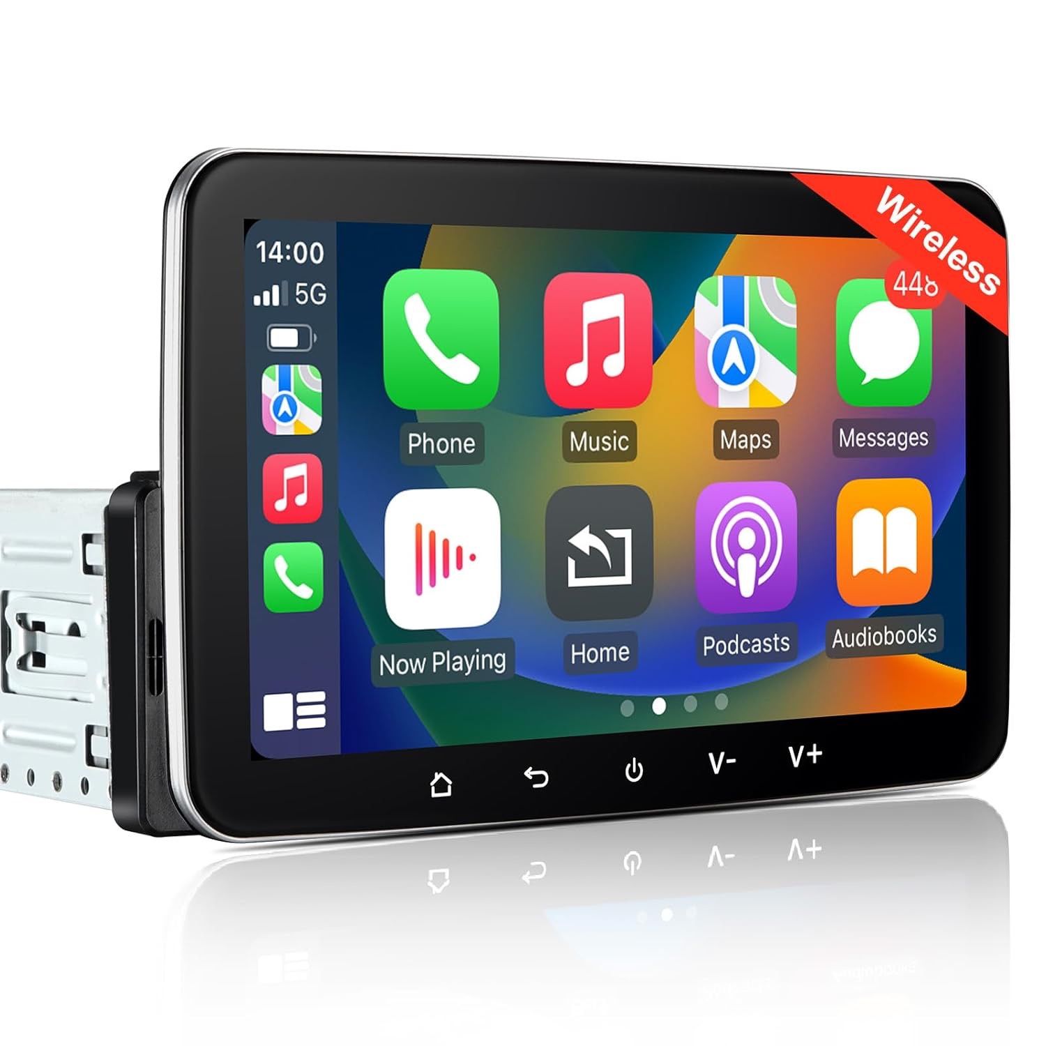 7 Inch Single Din Car Stereo with Wireless Apple CarPlay, Android 2+32G with Bluetooth WiFi FM USB, Hands-Free Calling Car Audio Receiver (7IN-1-02)