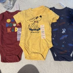 New Set Of 3 Baby Boy Onesies Size 3-6 Months 