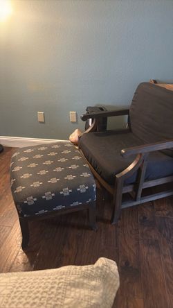 Wood Frame Armchair & Matching Ottoman Set