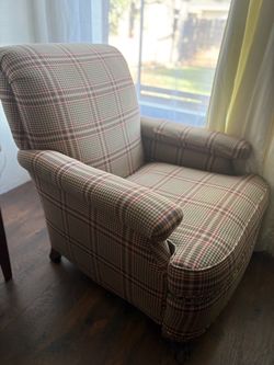 Plaid Upholstered Armchair
