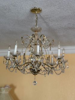 Gold Crystal Chandelier with Candle Arms
