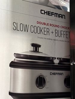 Chefman Double Round Crock Slow Cooker Buffet