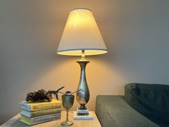 Vintage Brass Lamp With Marble Details 