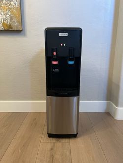 Igloo Top Loading Stainless Water Cooler w/ Energy-Saving Features- Water Tower w/ Hot, Cold Temperatures- Water Dispenser Fits 3 & 5-Gallon Jugs