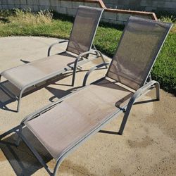 Pool Aluminum Chaise Lounges, Set of Two