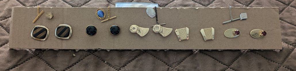 5 Pairs Vintage Cufflinks + 4 Tie Tacks