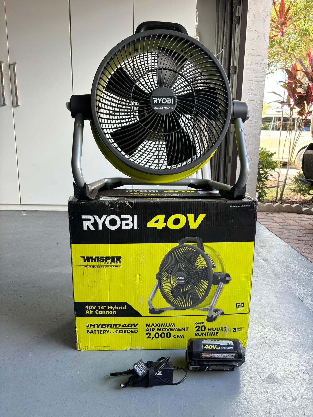 Ryobi 40V 14” Hybrid Air Cannon Fan – Whisper Series (with 5Ah Battery)