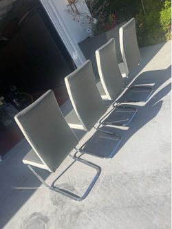 Leather dining chair set
