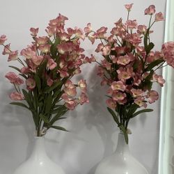 Pink Flowers With Vases Both $30