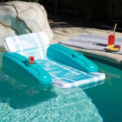 Water Pool Padded Floating Chaise Lounger Large for Adults with Headrest, Backrest, Footrest & Cupholder

