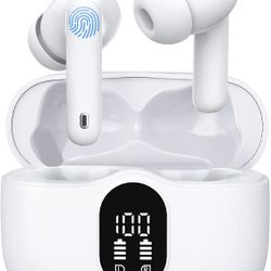 Wireless Earbuds Active Noise Cancelling Bluetooth Earbuds Stereo Clear Calls Wireless Ear Buds in-Ear Headphones with Charging Case LED Display Water