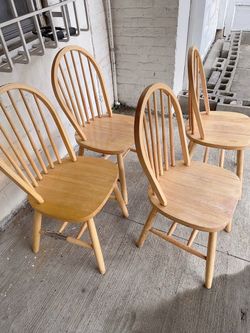 Dining Chairs Set of 4, Wood Windsor Chair with Spindle Back for Kitchen