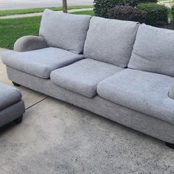 Light Gray Sofa With Ottoman