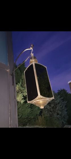 Vintage Brass & Tinted Glass Lantern