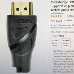 NIB 50 ft HDMI cable