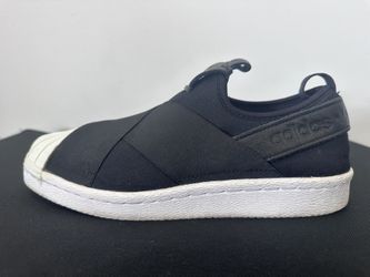 ADIDAS BLACK SLIP - ON SHOES WITH WHITE SOLE SIZE: 6 WOMENS