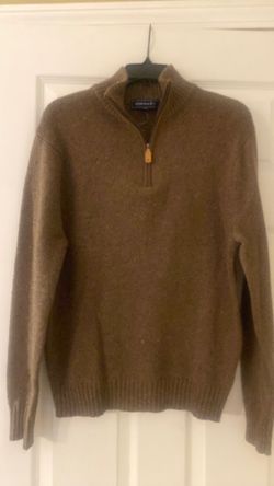Brand New- Men’s Brown Quarter-Zip Knit Sweater ( Size Small)