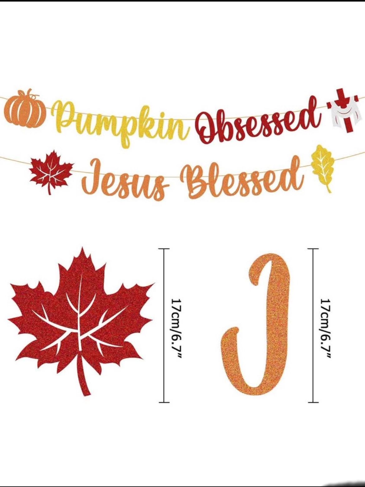 Seasonal Banner “Pumpkin Obsessed Jesus Blessed”