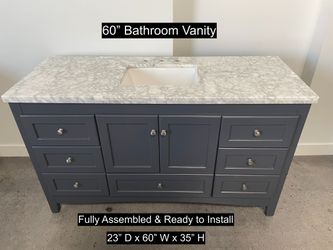 60" Bathroom Vanity with Carrara Marble Countertop & Solid Wood & Plywood Cabinet #3442