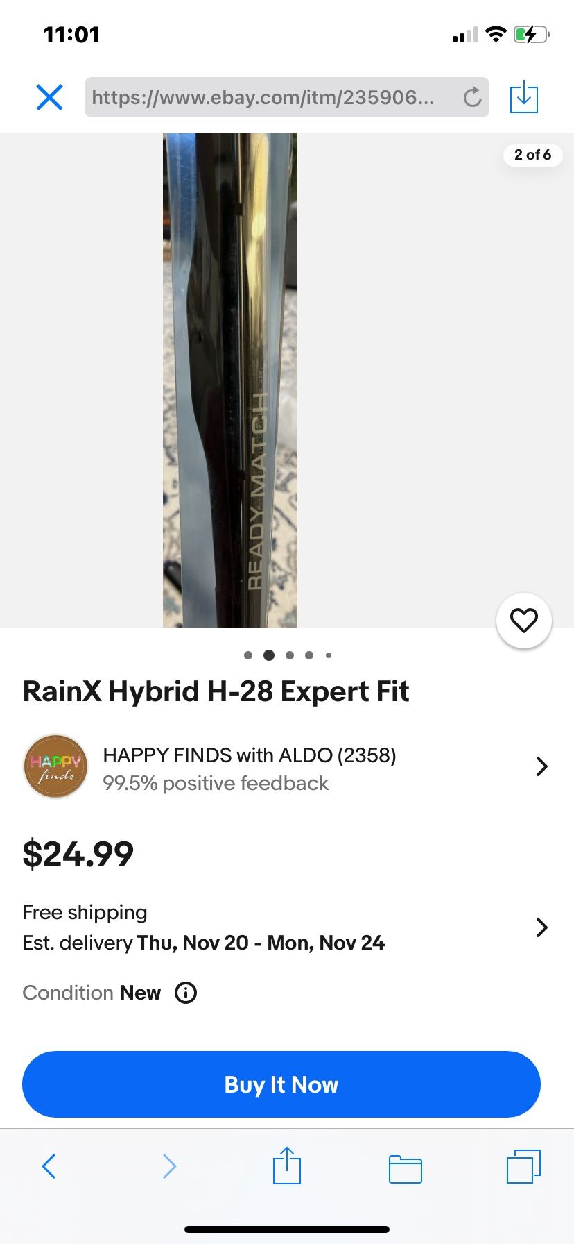 Windshield Wipers, Rain•X , Hybrid H-28 Expert Fit , New 