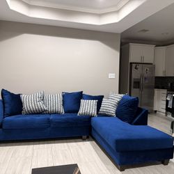 Clean Gently Used Blue Sectional For Sale