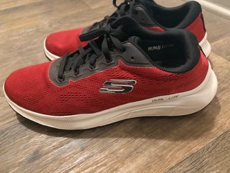 (Barely used (3 times)) Skechers Relaxed Fit Equalizer 5.0 Men's Red Athletic Shoes (Size 10)