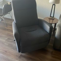 Swiveling & Rocking Dark Blue Recliner