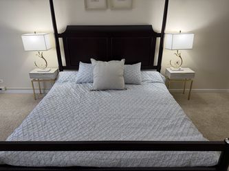 Custom Solid Wood King Statement Bed — Dark Espresso