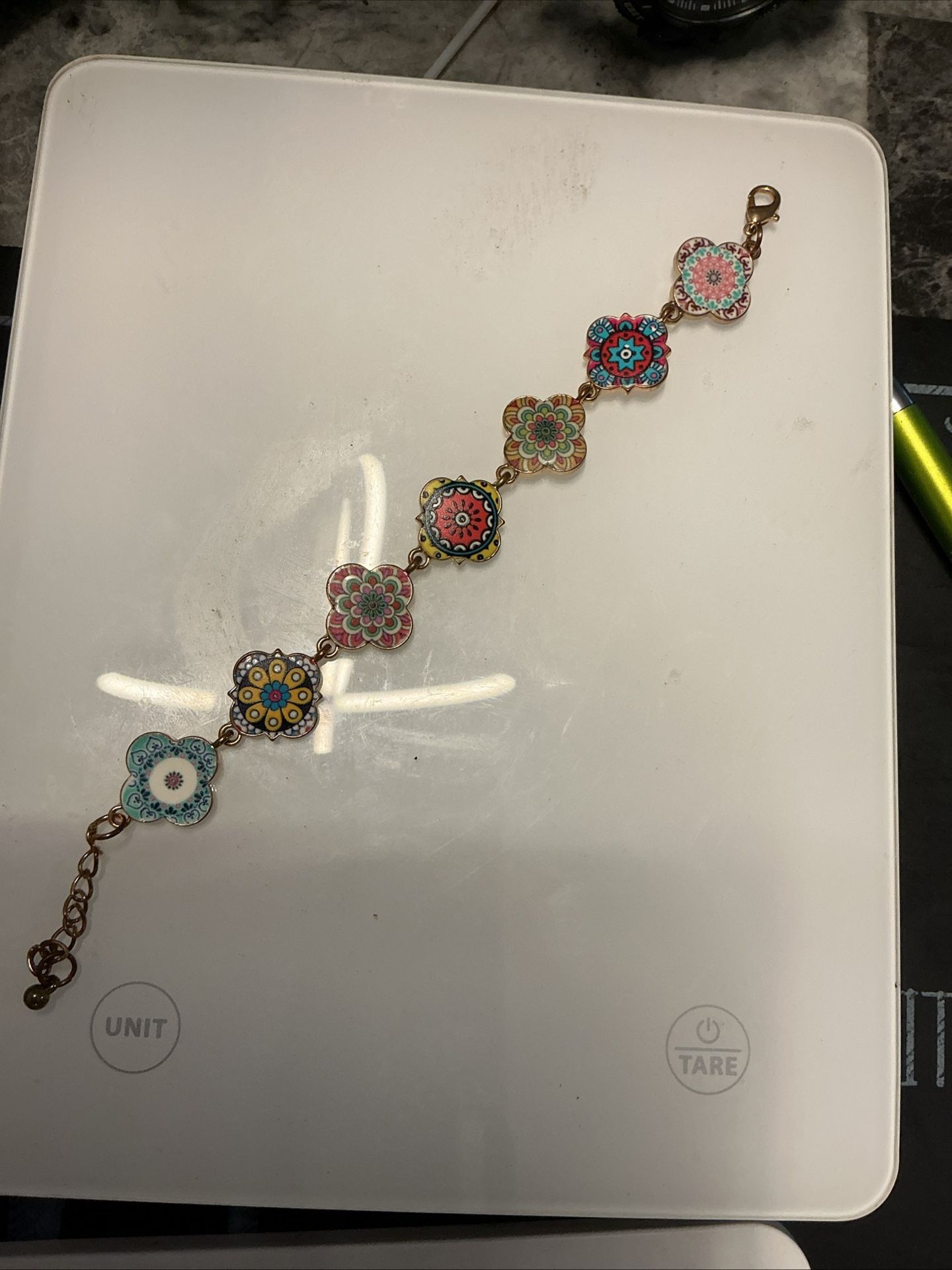 Vintage Bracelet 8 1/2 Inches Long Very Colorful And Detailed Design