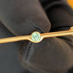 Vintage Jewelry 583 14k solid rose gold Soviet Union prasiolite 0.25CT Brooch Design