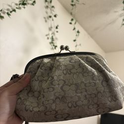 optic grey coach kisslock pouch