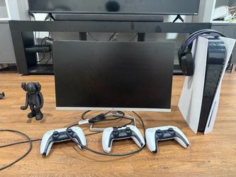 PS5 Bundle + 1TB Storage, 3 Controllers, Gaming Monitor & Headset