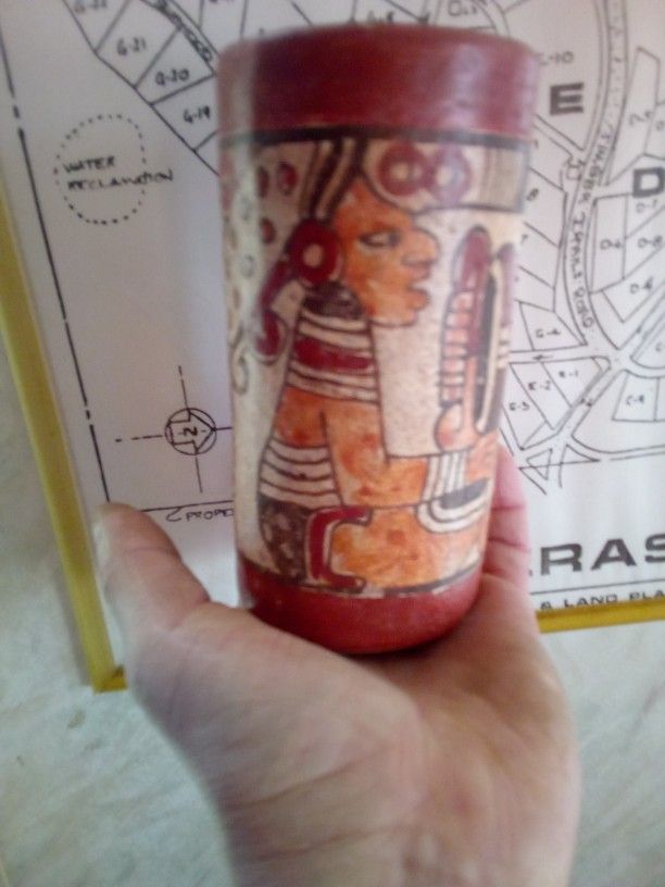 antique Mayan culture drinking vessel