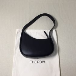 The Row Half Moon Bag in Leather Black