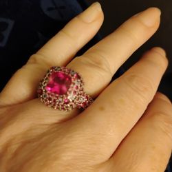 Women's Ruby And Diamond White Gold Ring