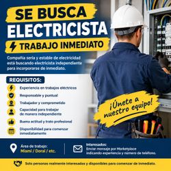 ⚡ SE BUSCA ELECTRICISTA – TRABAJO INMEDIATO ⚡