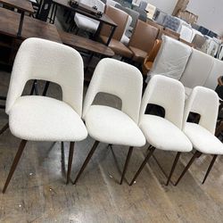 White Kitchen Chairs Set for 4, Modern Upholstered Kitchen Chair with Metal Legs
