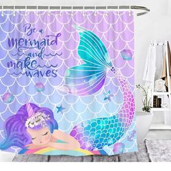 🛁🚽new Bathroom Set 4 Piece PURPLE MERMAID SET