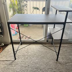 Nice Computer Wood Desk with Steel Frame, Great For Office Work 